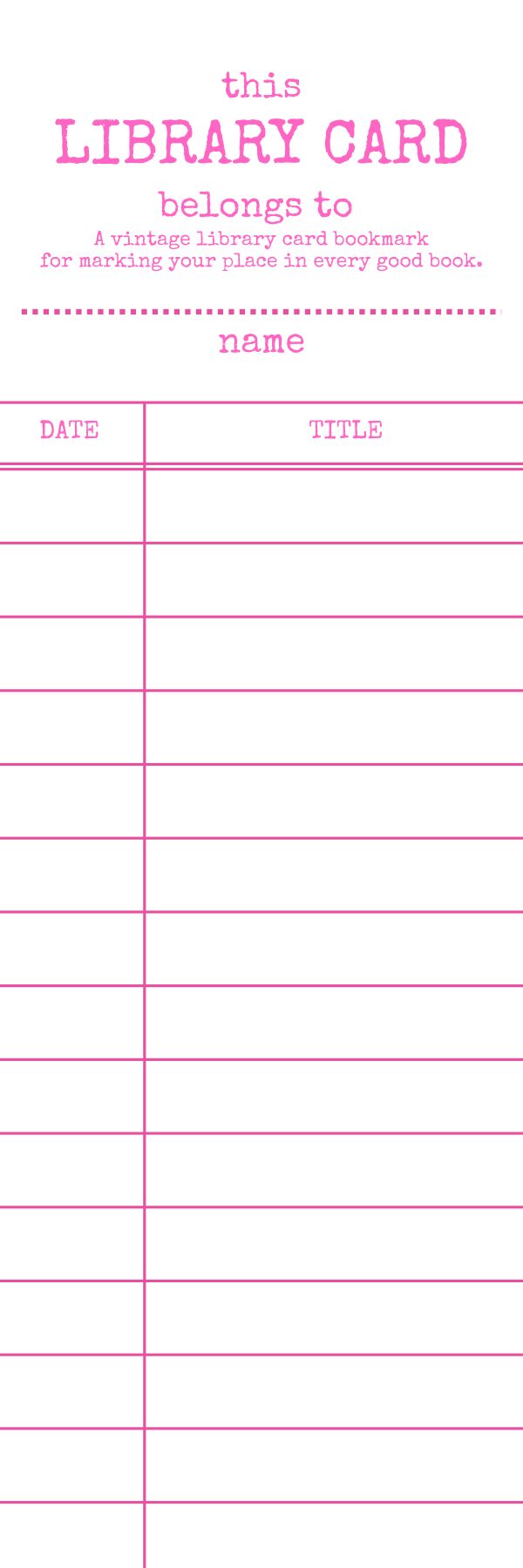 Pink vintage bookmark