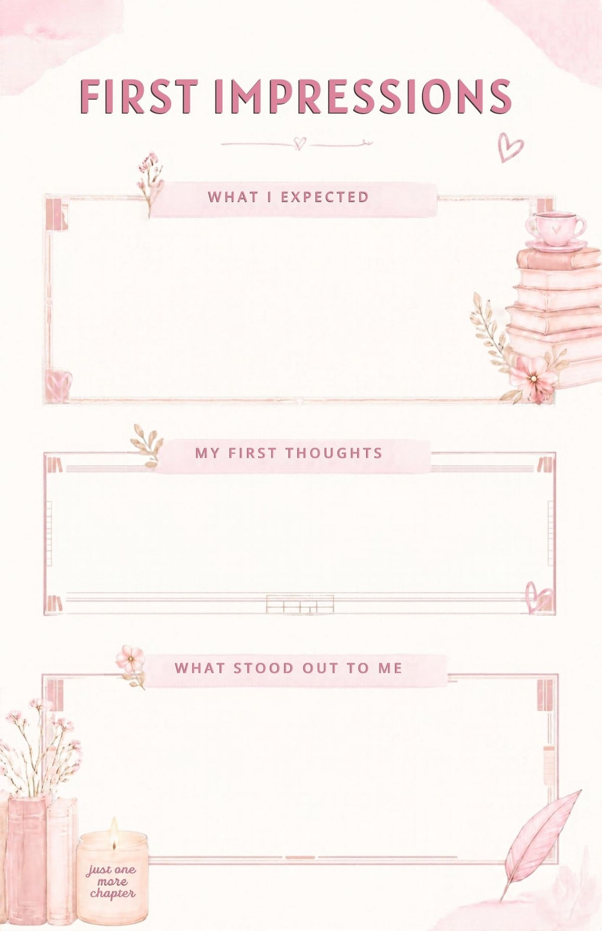 Pink and Cream Book Review Planner – PDF Download